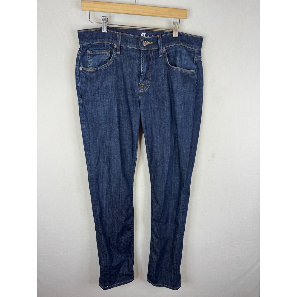 7 For All Mankind The Straight Mens Dark Wash Denim Jeans Size 32X34